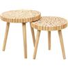 HOME DECO FACTORY Tavolo gigogne Rotondo X2, Legno ingegnerizzato, Marrone, 40x40x40