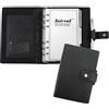 Bind 16800 - Taccuino con meccanismo ad anelli, formato A6, in finta pelle nera, 19 x 13,5 x 2,5 cm, con blocco note a righe