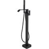 SJQKA Rubinetto Vasca Da Bagno Freestanding Con Doccetta Rotazione, Da Terra in Ottone (Black-A)
