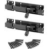 QWORK® 2X Chiavistello Porta di Alluminio Bullone - 130 x 37mm - Bullone Ø 12mm - Chiavistello Scorrevole per Porta, Finestra, Cancello, Capannone (Nero)