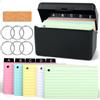 LONHCHI 263 flashcards, 15 x 9,5 x 8,5 cm cartoncini colorati, con Scatola per indici per schede di presentazione, Scuola, per ufficio, casa