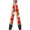 buckle-down - Tracolla per chitarra con rose/leaves Pink - 5,1 cm - Larghezza 29 - 137,2 cm lunghezza