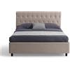 EVERGREENWEB MATERASSI & BEDS EVERGREENWEB Letto Matrimoniale con CONTENITORE ad Apertura Idraulica Salvaspazio, Testiera in Tessuto Beige Imbottita, Struttura RINFORZATA Facile da Montare, Rete a Doghe in Legno 160x190 cm VENEZIA
