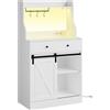 KIMENICH Credenza, Credenza Cucina con LED, Mobile Buffet con Cassetti, Ripiani Regolabili, 3 Ganci, Console Grande, Mobile Cucina Dispensa, Cucina, Sala da Pranzo, 70 * 40 * 135 cm, Bianca