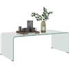 HOMCOM Tavolino Moderno Monoblocco per Salotto con Piedini Antiscivolo, Tavolino di Vetro Temperato, 100x50x35 cm, Trasparente