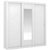 Vente-unique-Armadio con specchio 3 ante scorrevoli L220 cm Bianco - ROXANE