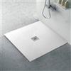 Inbagno Piatto doccia marmoresina con effetto pietra serie Karen, in diverse dimensioni e colori, spessore ultraslim 2,5 cm, riducibile su misura, COMPLETO di griglia (100x100, Bianco)
