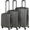 ITACA - Set valigie - Set Valigie Rigide Offerte. Valigia Grande Rigida, Valigia Media Rigida e Bagaglio a Mano. Set di Valigie con Lucchetto Combinazione TSA, Antracite