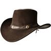 BRANDSLOCK Cappello da Cowboy Australiano da Uomo in Vera Pelle, Stile Western Outback Bush, Marrone, L