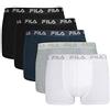 FILA - Boxer da uomo, confezione risparmio da 5 pezzi, con logo, tinta unita multicolore XL