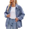 Generic Giacca in denim da donna, giacche di jeans invecchiate giacche di jeans corte abiti autunnali giacca da camionista giacca casual jeans shacket giacca in denim elasticizzato da donna, BU1., S