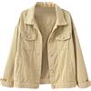 TDEOK Giacca di jeans da donna, oversize, in jeans, per donna, lunga, da montagna, taglia grande, vintage, in denim, autunno, estate, con bottoni, giacca elasticizzata, cachi, M