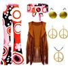 Generico Vestito carnevale donna Costume hippie da donna, da discoteca, da donna, con pantaloni hippie, anno 70, hippie, da donna, costume Halloween, carnevale, vestito 60S, 70S, da donna, per adulti, ragazze