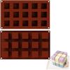 CTForest 2 stampi quadrati in silicone, stampi per cubetti di ghiaccio, stampi per cioccolato, adatti per la produzione di cioccolato quadrato, cubetti di ghiaccio, caramelle (rosso mattone)