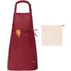 Viedouce Grembiule da Cucina Chef,Impermeabile Grembiule da Ristorante BBQ Bar Chef Cucina,Regolabile Grembiuli con Tasche Chef di Cucina (1x Rosso Grembiule + 1 x Strofinaccio)