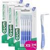 GUM BI-DIRECTION Scovolini interdentali a doppia posizione | Posizionamento a 90 gradi | pulizia dei denti e rimozione della placca | 0.6mm, ISO 0 | Taglia XS | Confezione 3x6