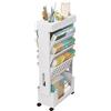 CIFFRA Libreria mobile da scrivania for aule, carrello multiuso a 5 livelli con ruote, organizer da scrivania for libri, portariviste, carrello portaoggetti sottile for casa, cucina, ufficio, studio, dormito