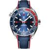 SUZAKU Orologio da uomo automatico, meccanico, lunetta in ceramica, in acciaio inox, impermeabile fino a 100 m, cinturino sportivo, con data, luminoso, cinturino in gomma(Nastro Blu Rosso E Blu)