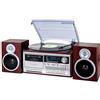 Trevi TT 1072 DAB, Giradischi Vinili 33, 45 e 78 giri, Lettore Vinile con Wireless, Lettore CD e Mp3, USB e SD, 25W, Radio Digitale DAB/DAB+ FM, Presa Cuffia, Casse con Bass Reflex, Legno