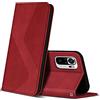 ZONNAVI Cover per Xiaomi Redmi Note 10 4G / Redmi Note 10S, Flip Custodia Pelle PU con [Slot Cart] [Magnetica], Cover a Libro Portafoglio per Xiaomi Redmi Note 10 4G / Redmi Note 10S (Rosso)
