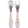 Chicco Posatine Inox, Posate Bambini, Set Pappa, Forchetta e Cucchiaio per Bambini, in Acciaio Inossidabile, Facili da Impugnare, Set Svezzamento Prima Pappa, 2 Pezzi, 18M+, Rosa