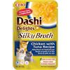 INABA Dashi Delights Silky Broth, Delicati Fiocchi in Brodo di Pollo con Tonno - Cibo Umido per Gatti, Snack per Gatti Con Proteine, Ingredienti Naturali - Pasto Complementare - 1 x 40gr