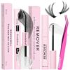 Qiveaory Lash Bond e Seal Kit 3Pcs DIY Lash Extension con Impermeabile Lashe Cluster Glue 72h Hold and Seal Lash Remover Pinzette per le Estensioni delle Ciglia Principianti Self Use a Casa