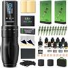 INKin Kit Tatuaggi Professionale, Macchinetta Tatuaggi Wireless con Corsa Regolabile 2.2-4.0mm per i Tatuatori, Macchina Tatuaggi Kit Completo da 1600mAh Batteria e 20 Revo Aghi Tattoo per Tatuaggi