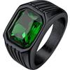 Bestyle Anello Acciaio Inossidabile Uomo, Anello Uomo Nero con Pietra Smeraldo, Anello Ragazzo Maschio con Misura IT 25 Circonferenza 64.6mm, Idee Regalo per Anniversario.