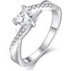 YL Anello di Fidanzamento Cuore Argento 925 con Aprile Pietra Portafortuna Zirconia Cubica Bianco Anello Solitario Infinito anello Nuziale per Donna Sposa(Taglia20)
