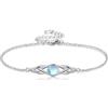 POPLYKE Bracciale celtico da donna in argento Sterling 925, con pietra di luna irlandese Larimar, con nodo vichingo, pietra di luna, 9 inches, Argento Argento sterling, Pietra di luna
