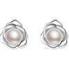 H'Helen Orecchini in argento sterling 925 con fiore, perle coltivate d'acqua dolce bianche, regalo per ragazze da donna (argento)
