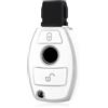 OFF WE GO Custodia Chiave Cover Chiave Guscio Chiavi per Mercedes Benz Classe A B C CL CLK E M R S SL SLK W169 W245 W202 W203 W208 W209 W210 W211 W164 W251 W220 Macchina Copri Chiavi, Argento Bianco