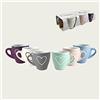 Maison Tortorà Tazzine da Caffè Particolari | Set da 6 Tazze in Ceramica con Decoro Cuore | Colori Assortiti | Manico Pratico e Comodo | | 6,5x6 cm