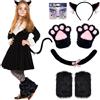 BuzzoXerex Costume da Gatto da Donna, 7 Pezzi Set Accessori Costume da Coda di Gatto Costume Catwoman Donna con Guanti, Coda di gatto, Orecchie di Gatto per Carnevale Halloween (Nero)