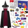 OSDUE Giochi di Magia, 24 Trucchi Magici, Principianti Magico Bacchetta, Magic Tricks Kit con Mantello e Cappello Magico, telepatia, Rosa della Torcia
