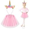 JYNVO Set di 2 pezzi Costume da Unicorno Bambina,Tutu da Principessa con Cerchietto Unicorno, Tutu Gonna per Festa Compleanno Partito Regalo Carnevale