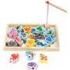 Vicloon Magnetico Giochi di Pesca per Bambini, 3 in 1 Giochi Magnetici di Pesca in Legno, Giocattoli di Legno Gioco di Pesca, Giochi Montessori, Educativo Interattivi per Bambini Regalo 3 4 5 Anni