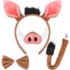 TAXTYHRE 4 Pezzi Set Costume da Maiale, Orecchie di Maiale, con Coda e Papillon, Naso Coda, Costumi Animali Set, per Bambino Halloween Carnevale Cosplay Festa Compleanno