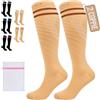 360 Relief Calze Compressione Graduata Classe 1 Donna e Uomo - 15-20 mmHg Gambaletti Compressione per Aereo, Circolazione, Infermiera, Running, Sports - Calzini Compressione L/XL Beige