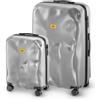 CRASH BAGGAGE Icon Set | 2 Trolley rigidi da Viaggio (S + L) Bagaglio a mano e Valigia di Design Italiano con Chiusura TSA Certificata e 4 Ruote girevoli 100% in Policarbonato Silver