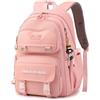 Tanou Zaino Bambina Zaini Scuola Media Ragazza, Grande Capacità Zaini Eelementari Bambini da 9 a 16 anni, Zaino Scuola Ragazze in Nylon per la Scuola Viaggio, 32 x 14 x 43 cm, Rosa
