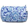 IBOAH Beauty Case Cotone Imbottito (Blu Scuro Fiori, L)
