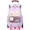 Amythe Zaino Trolley 2 in 1 per Ragazza Elementare Media, 6 Ruote, Viola | Zaino con Ruote per Ragazza, Zainetto Casual Adolescenti con Pettorina, con Ciondolo, Viaggio e Ritorno a Scuola