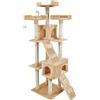 AQPET Tiragraffi Manhattan 170 cm con Cuccia per Gatti Albero Parco Giochi Gioco Tira Graffi per Gatto Beige