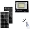 TANIASHOP Faro Solare da Esterno 2000W Faro a Led con Doppio Pannello Solare Fotovoltaico con Sensore Crepuscolare Impermeabile IP67 Luce Bianco Freddo 6500K Led Esterno con Telecomando Timer