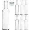 Firmadigaranzia srl FDG - Bottiglia per acqua in vetro vuote 1 L - Set da 6 Bottiglia New Line in Vetro con Tappo a vite 1 L - Bottiglie da tavola stile MODERNO ed elegante - Bottiglie per acqua succhi e liquori
