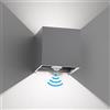 Klighten Lampada da esterno, 12W Applique da Parete con sensore di movimento per luci esterni/interni Lampada da parete con fascio regolabile IP65 Impermeabile 6000K,Grigio scuro