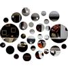 NAILDOKI Adesivi murali fai da te, set di adesivi per specchi acrilici, 60 adesivi da parete a specchio circolari per la decorazione della casa della camera da letto del soggiorno (Nero)