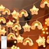 YeahBoom Catena di luci a forma di stella arcobaleno, catena di luci per camera dei bambini, catene di luci LED alimentate a batteria, catene di luci LED a forma di stella arcobaleno, catene di luci per